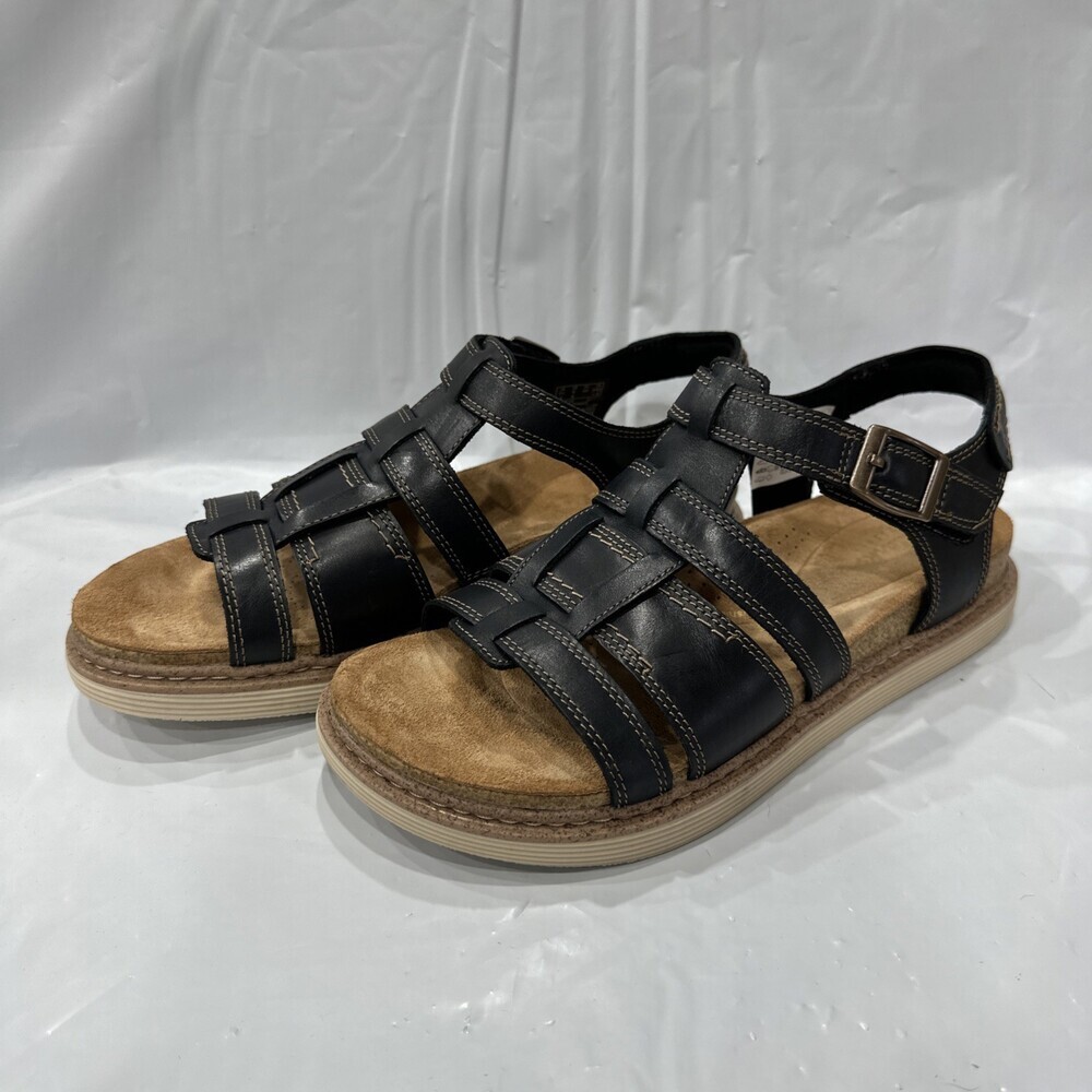 Clarks Arwell Sun 26181412 Sandal Women 8M Black Leather Comfort Strappy EBS1272